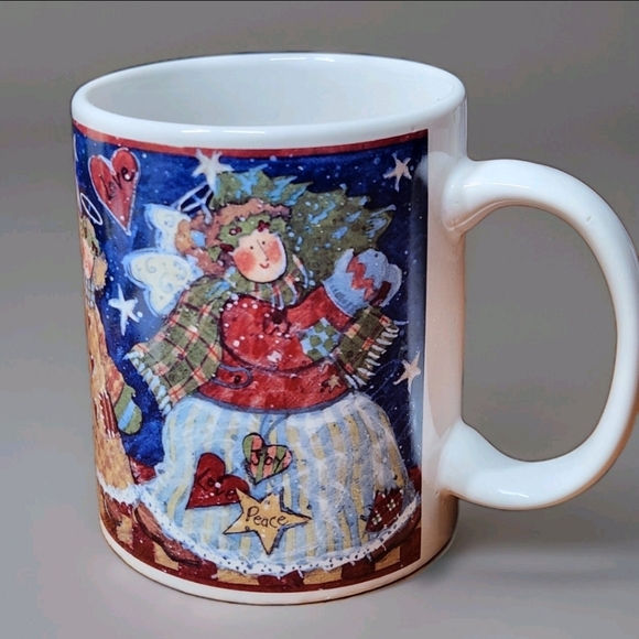 Susan Winget Angel Tots Christmas Mug CIC Folk Art Angels Bears Holiday - Picture 5 of 9